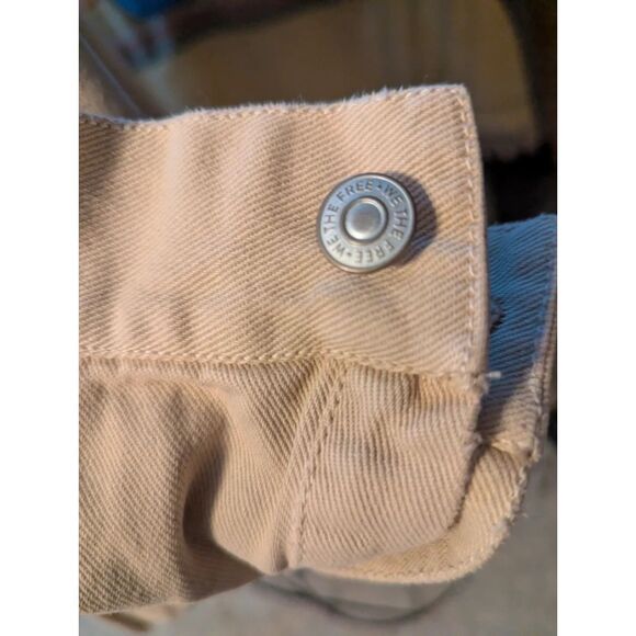 We The Free Oversized Tan Cotton Denim drop shoulder jacket sz XS Fits size 14 - Picture 4 of 6